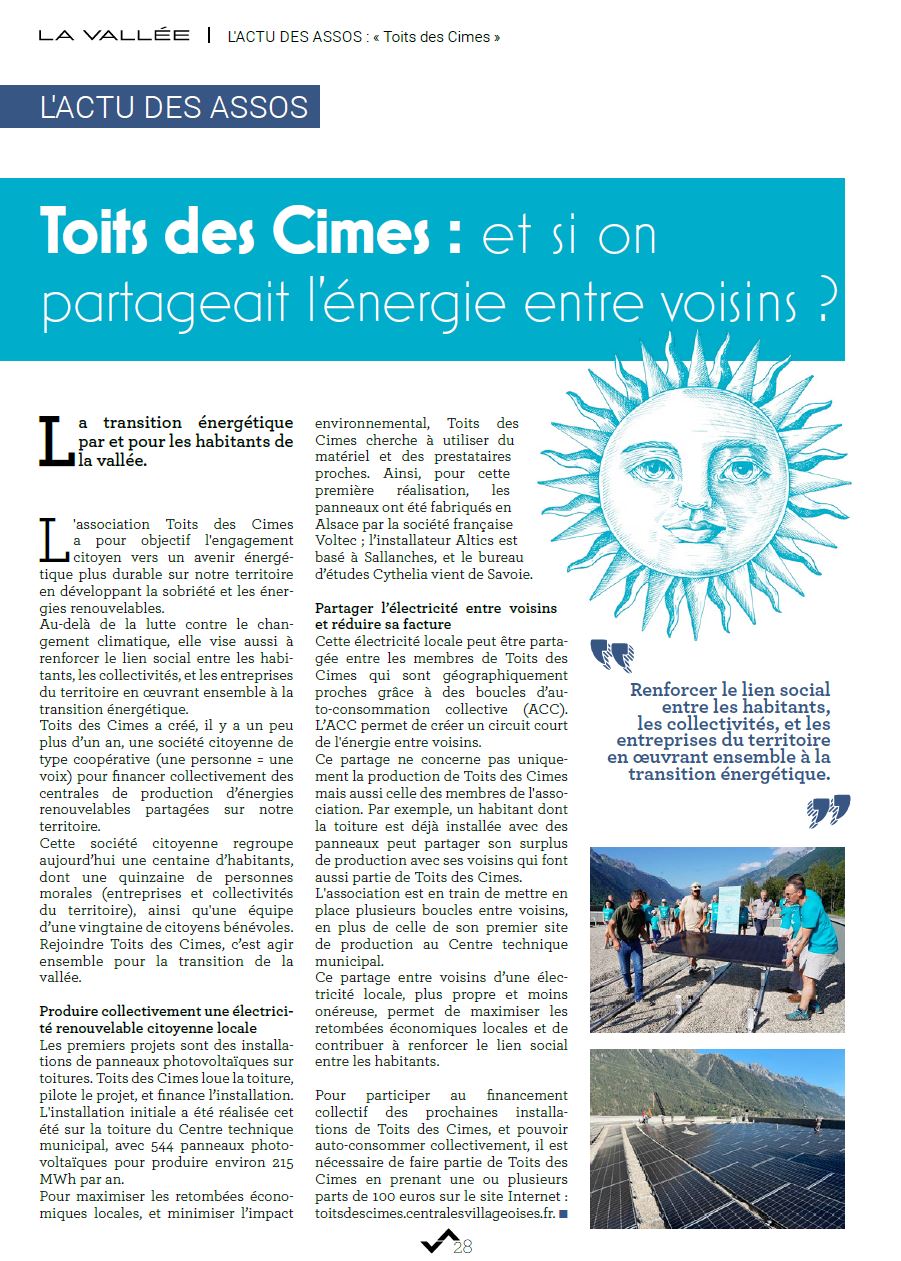 Article dans le magazine La Vallée